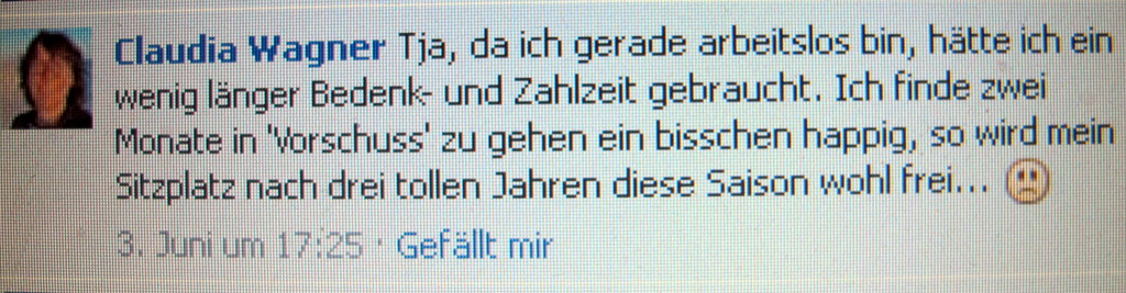 Ein Kommentar unter vielen (euphorischen) zur Frage "Habt ihr eure Dauerkarten schon verlängert?".