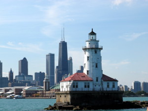 Blick auf Chicago vom Lake Michigan